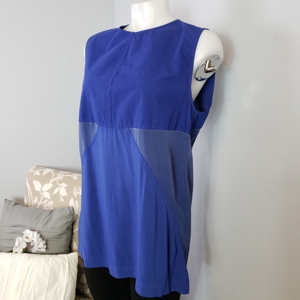 Damir Doma blue sleeveless long top paneled silk